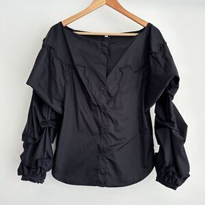 Johanna Ortiz Black Button Down Shirt